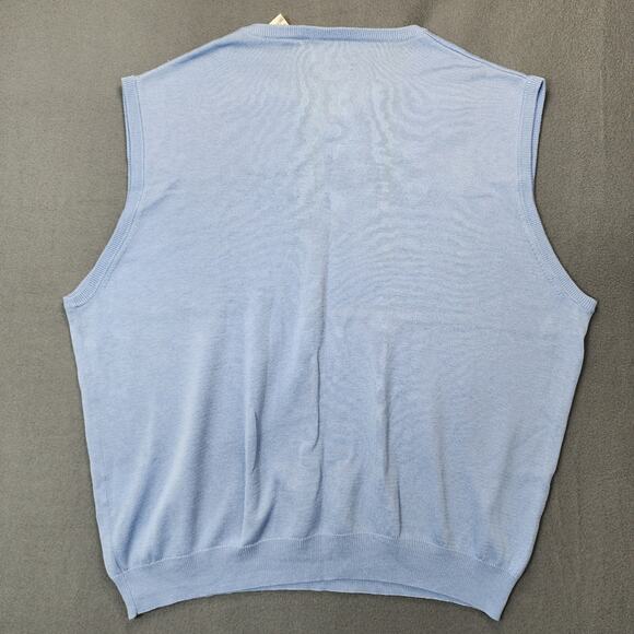 Tehama Mens Sweater Vest XXL Blue Tencel Merino Wool Blend Preppy Office Vintage - Picture 11 of 11